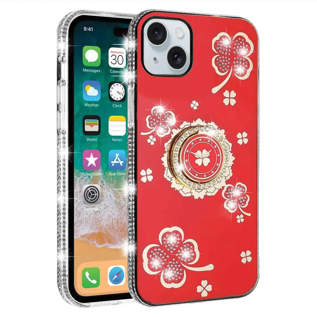 iPhone 15/iPhone 14/iPhone 13 Bling Diamond Lucky Case Red